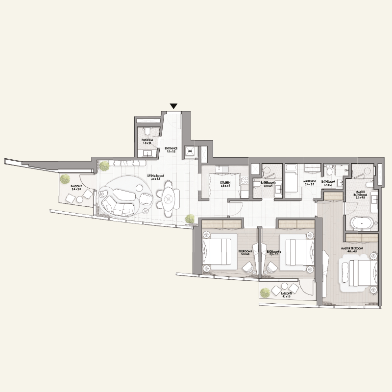 3-BEDROOM APARTMENT >> 3-Bed-Type-D-(Level-21-32)