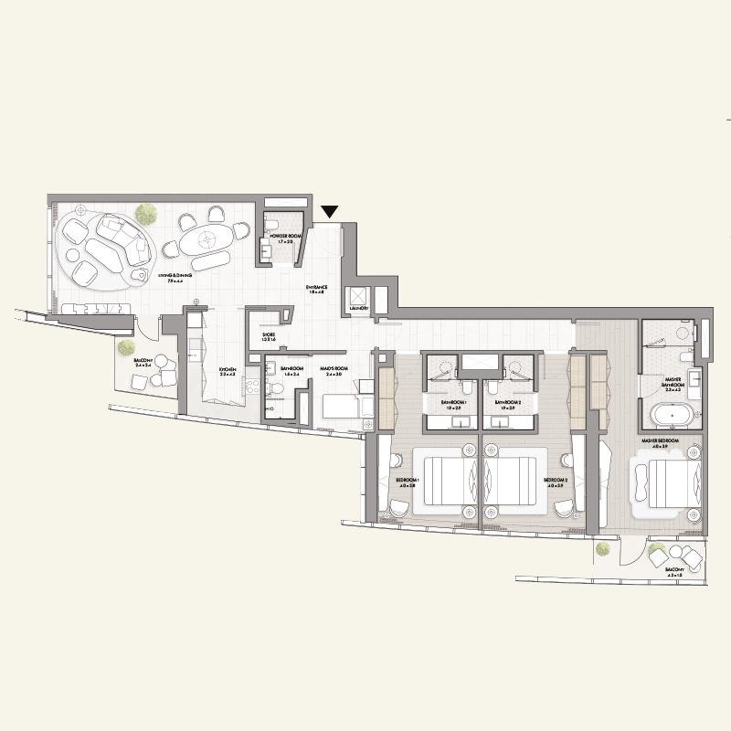 3-BEDROOM APARTMENT >> 3-Bed-Type-E2-(Level-33)