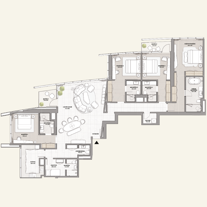 4-BEDROOM APARTMENT >> 4-Bed-Type-A-(Level-21-32)